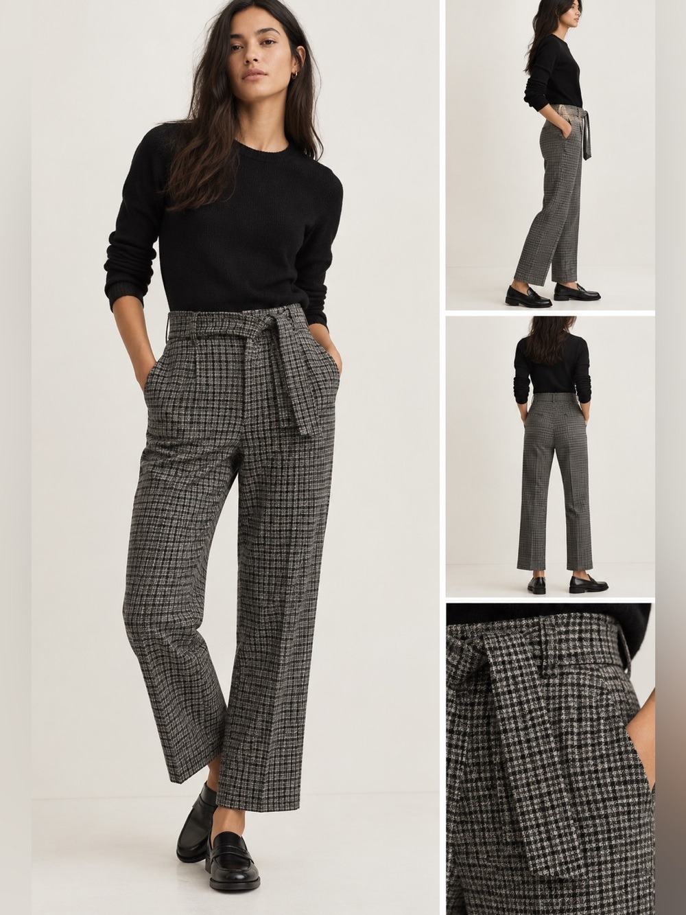 Wilfred Houndstooth Tie-Belt Pants
